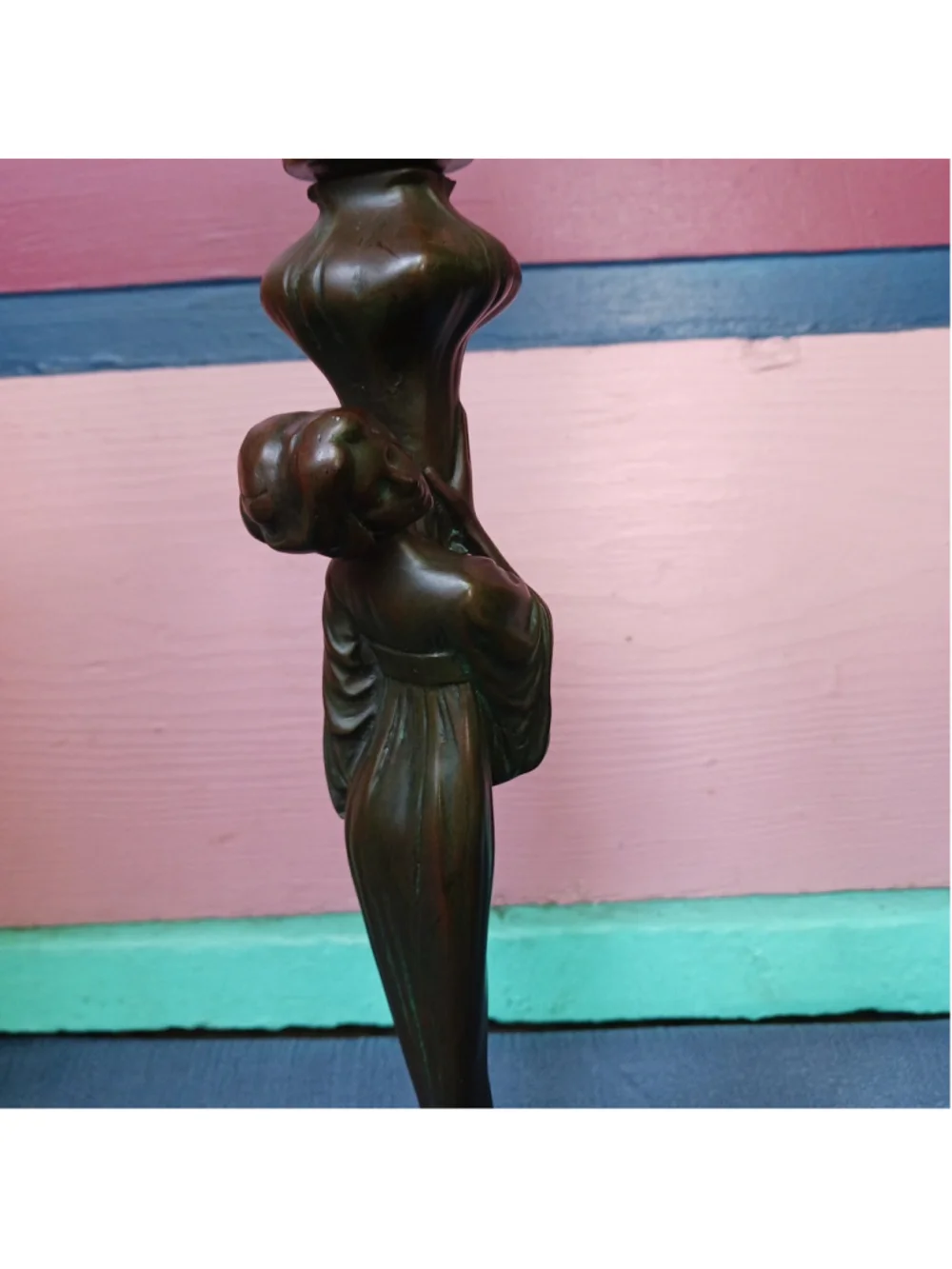 Art Nouveau Style Figural Lady Lamp Bronzed Metal 22
